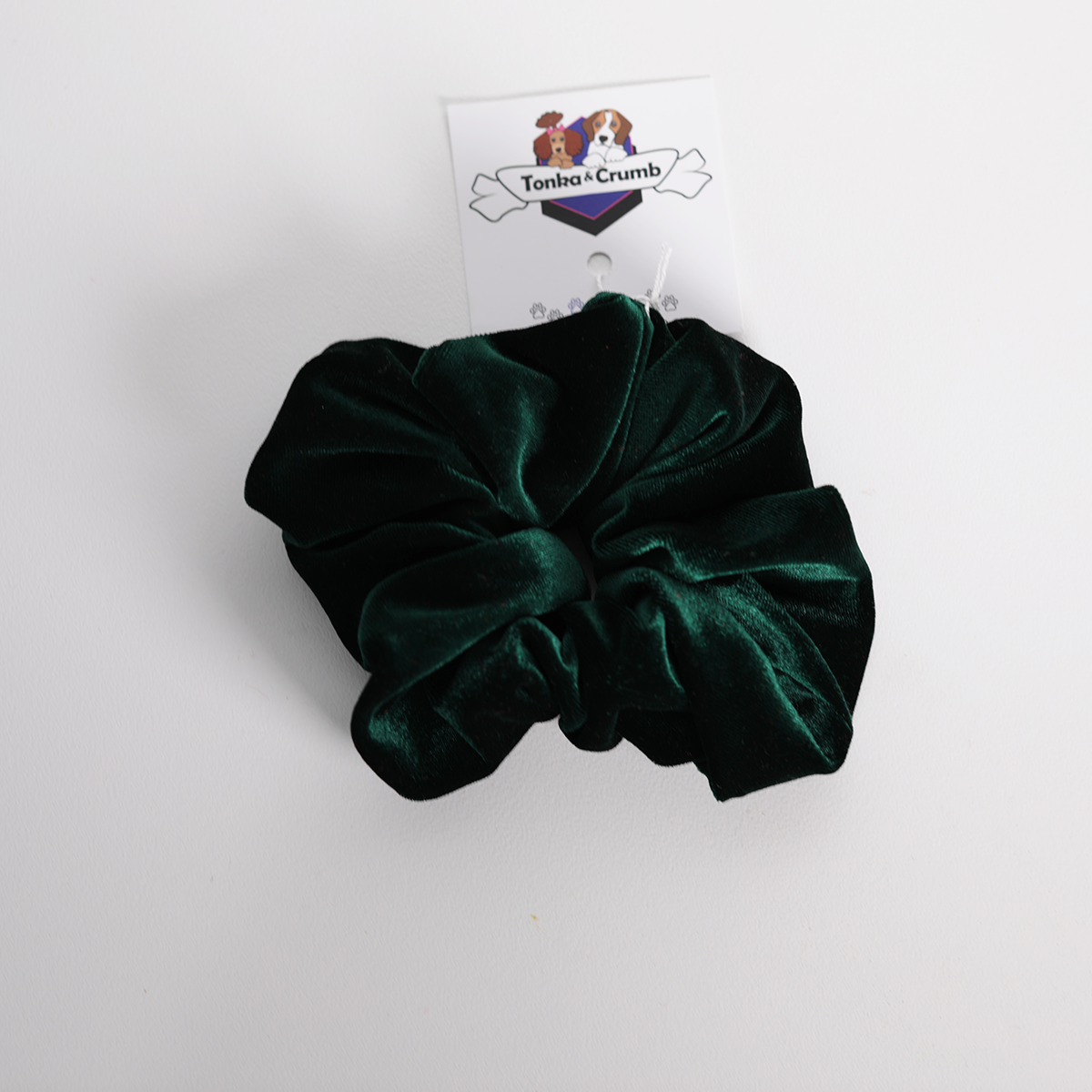 Green velvet scrunchies