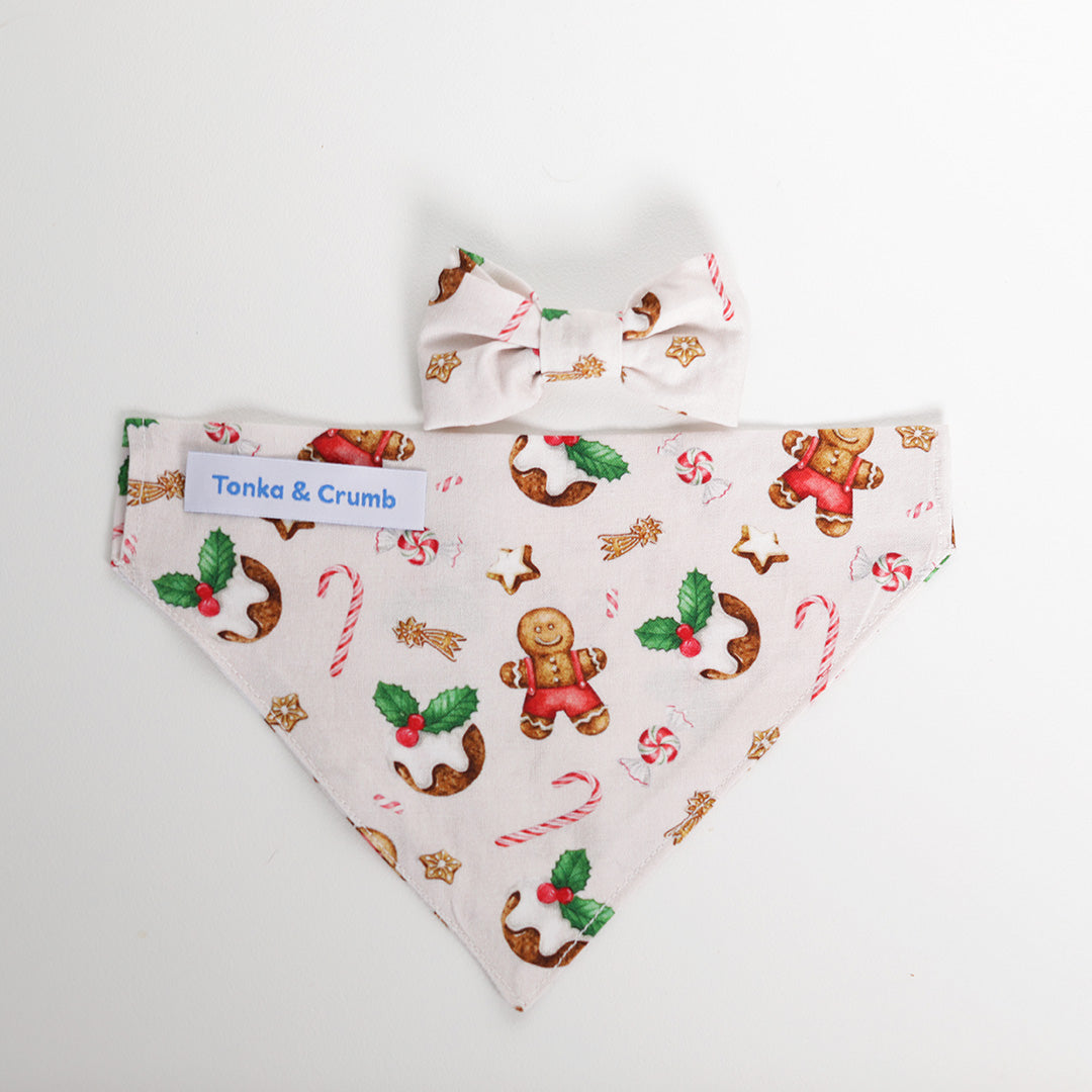 Pet bow tie for christmas and pet bandana