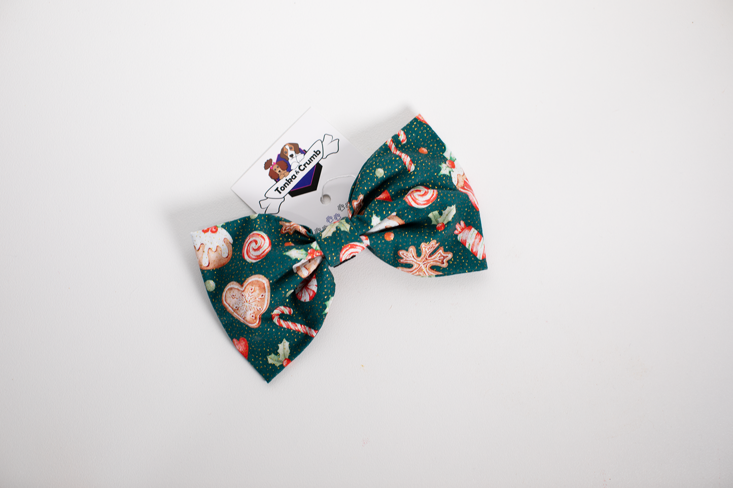 Dog bow tie with Christmas theme print
