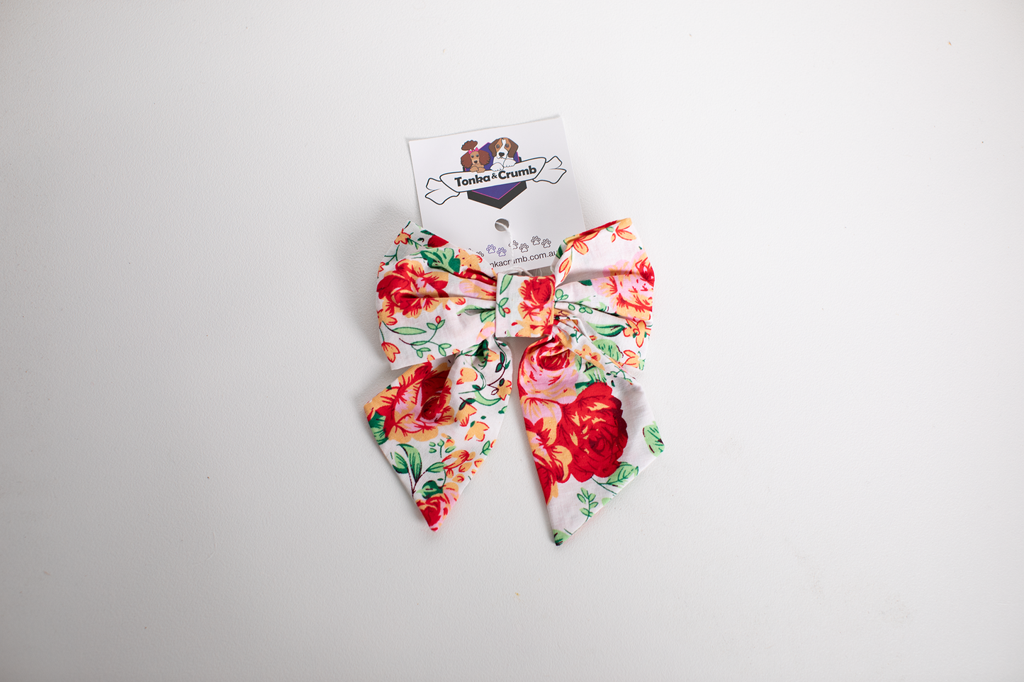 Dog sailor bow in rose print