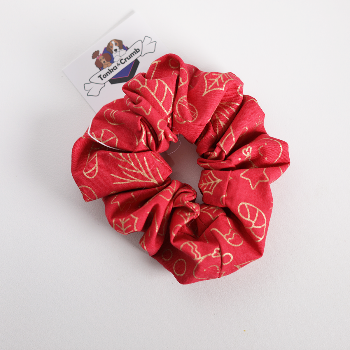 Women's scrunchie in red and gold for Christmas