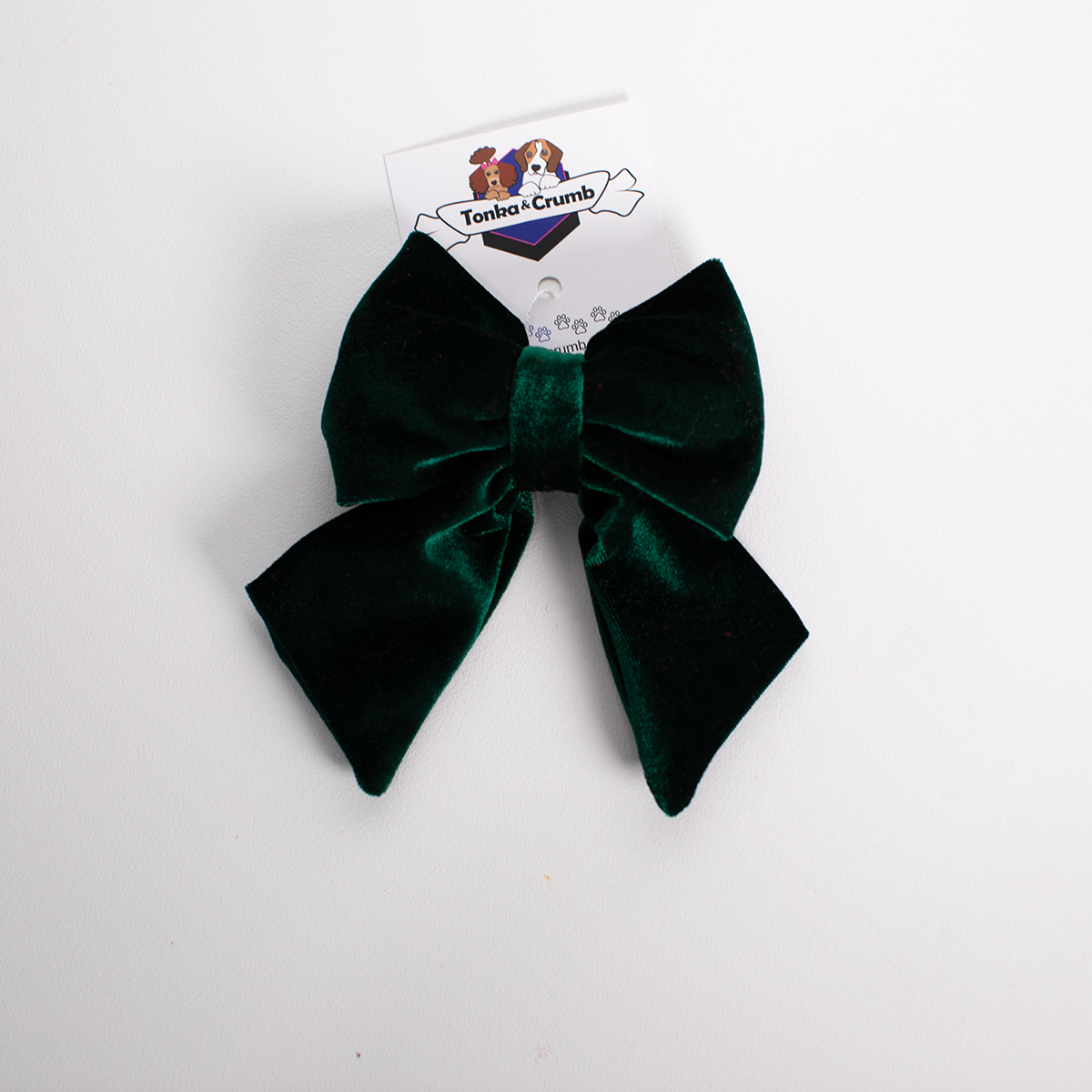 Green velvet bow for dogs