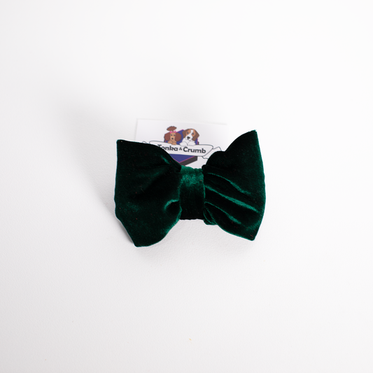 Green velvet dog bowtie