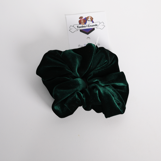 Green velvet scrunchies