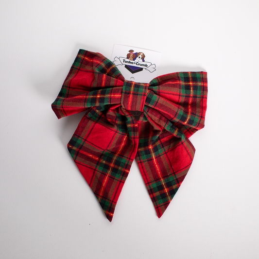 Women's Hair Bow | Red and Gold Tartan