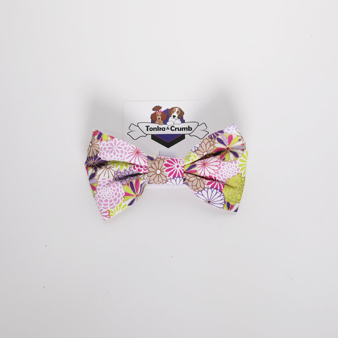 Dog bow tie in Japanese pink floral print