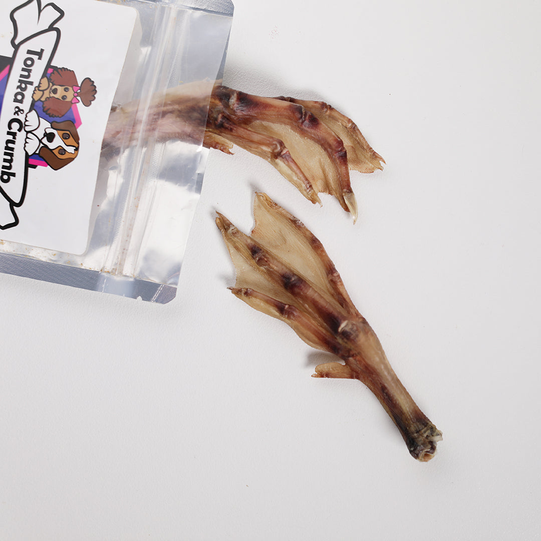 Package of two duck feet for dogs