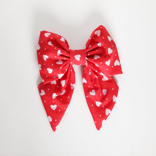 Red valentines day hair bow
