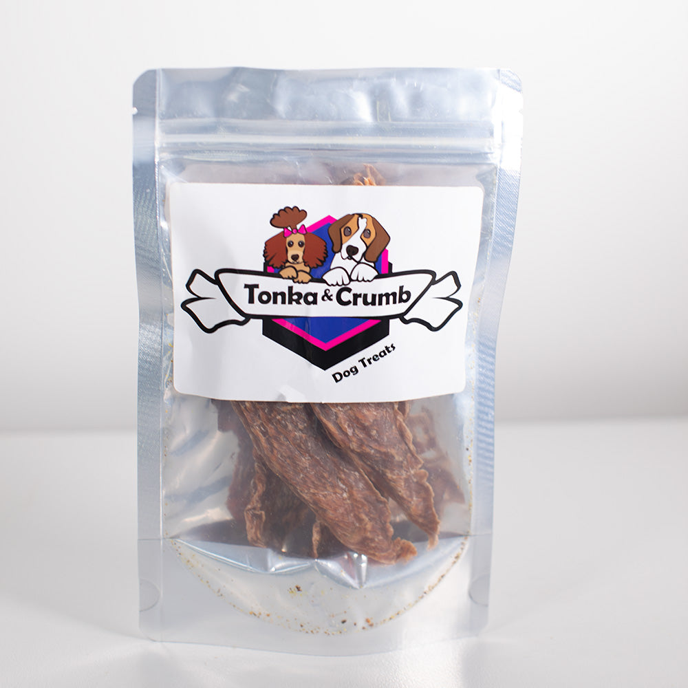 Package view of lean pork dog treats single ingredient protein 