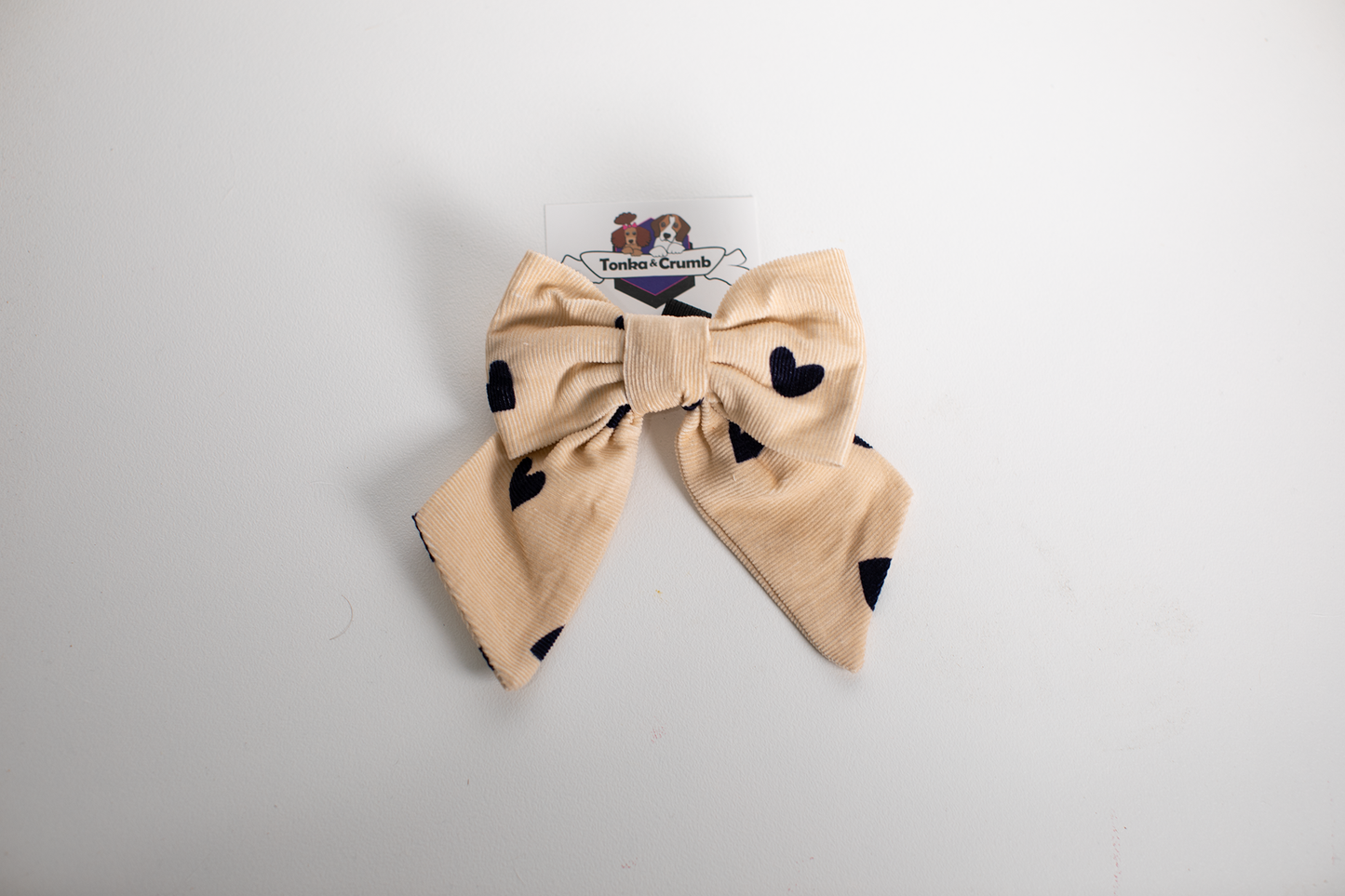 Pet Sailor Bow | Navy Blue Corduroy Hearts