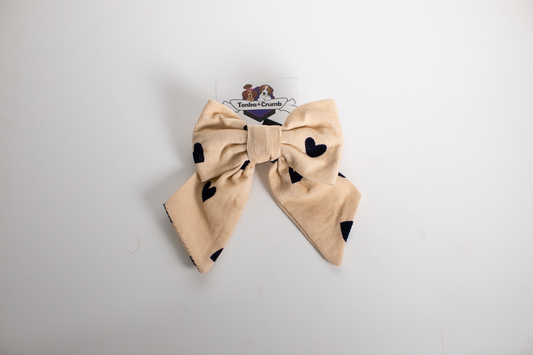 Pet Sailor Bow | Navy Blue Corduroy Hearts