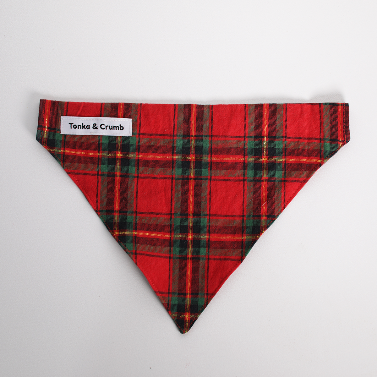 Pet bandana in gold and red tartan