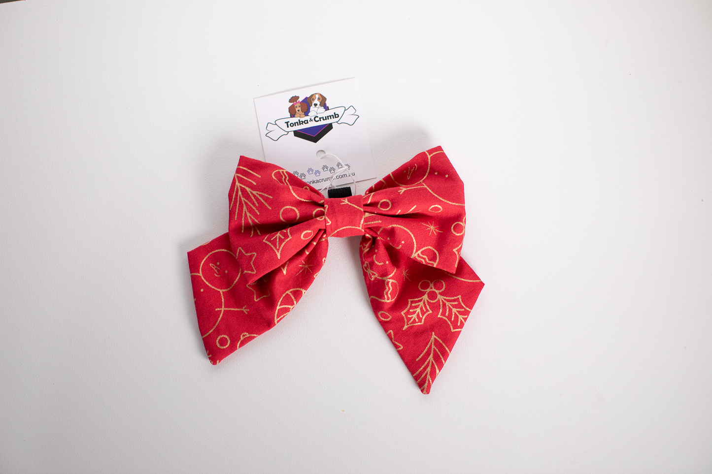Red and gold Christmas sailor bow for pets